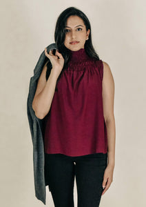 The Wine Night High Neck Blouse