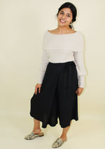 Load image into Gallery viewer, Black Split-Skirt Overlay Trouser with adjustable tie
