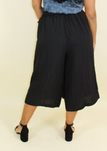 Load image into Gallery viewer, Black Split-Skirt Overlay Trouser with adjustable tie
