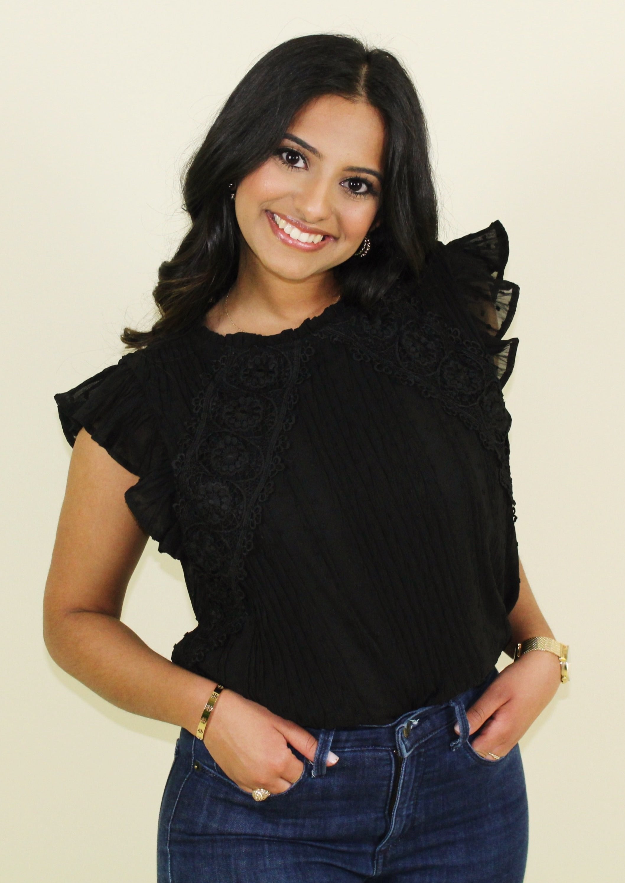 The Work it Girl Black Lace Blouse