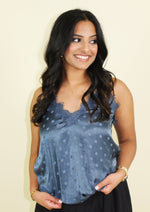 Load image into Gallery viewer, The Lace Trim Polka Dot Tank
